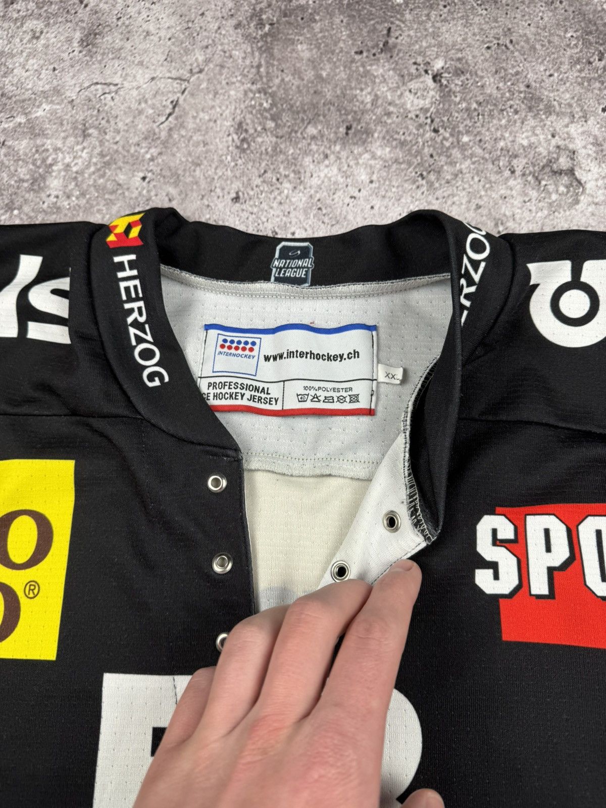 NHL × Nike 🇨🇭 Vintage 90s SC Bern Switzerland Hockey Jersey Peugeot #58 Size US XXL / EU 58 / 5 - 7 Thumbnail
