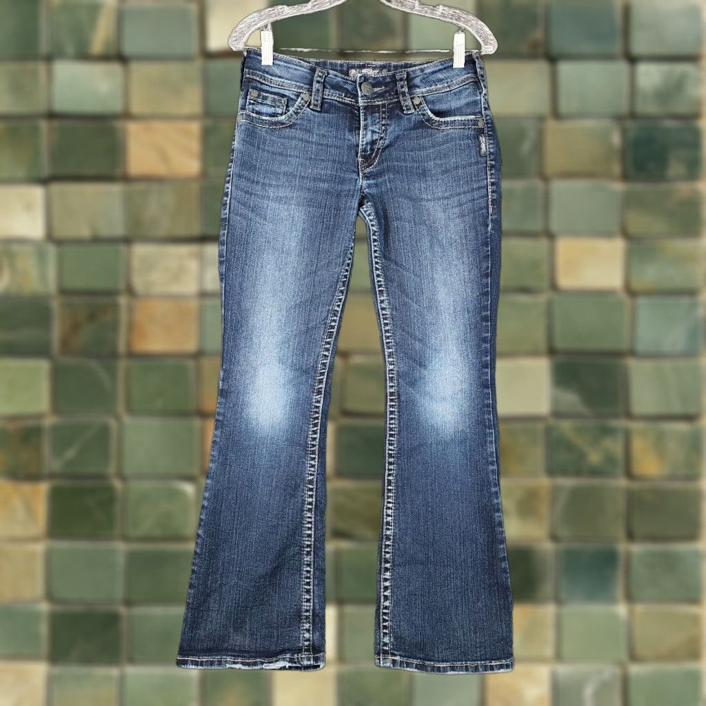 Vintage SILVER Suki Surplus Bootcut Jeans Size 28 Blue Metal Womens Size 28" / US 6 / IT 42 - 1 Thumbnail
