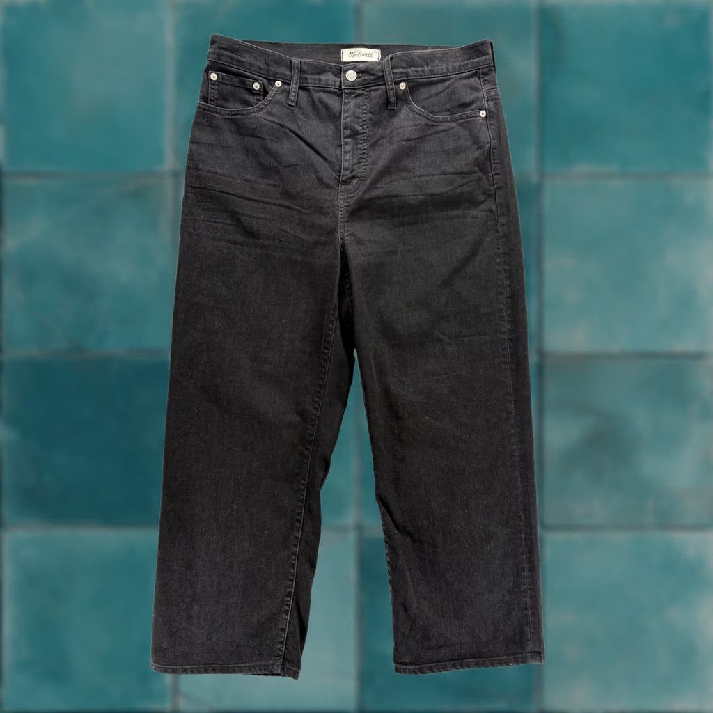 Madewell Madewell Jeans Womens 32 Black Dark Wash High Rise Slim Wide-Leg Crop Denim Pants Size 24" / US 00 / IT 34 - 1 Thumbnail