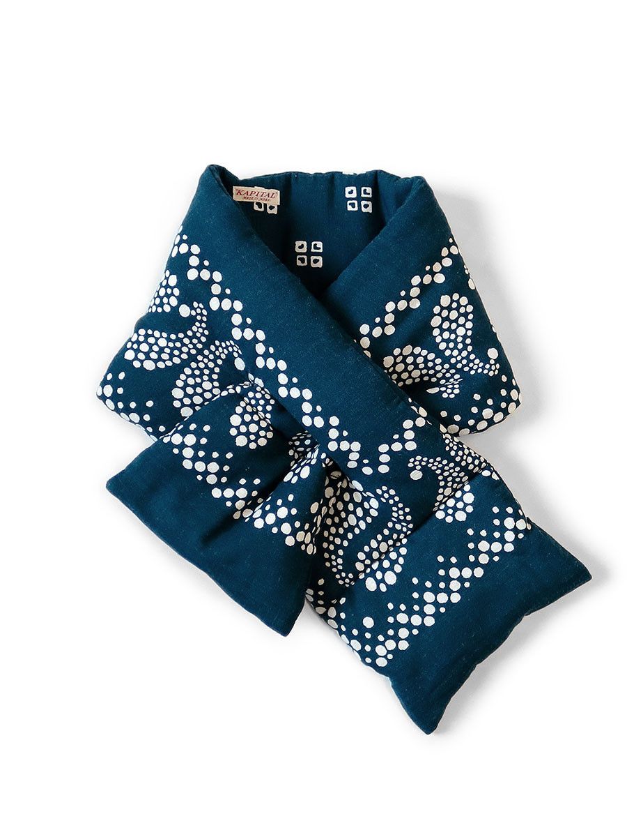 image of Kapital Hemp Rayon Bandana Kesa Muffler in Navy, Men's