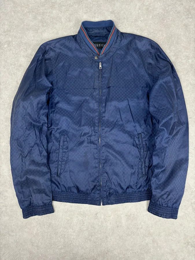 Gucci 2010s Gucci Navy Nylon Monogram Light Jacket Size US M / EU 48-50 / 2 - 1 Thumbnail