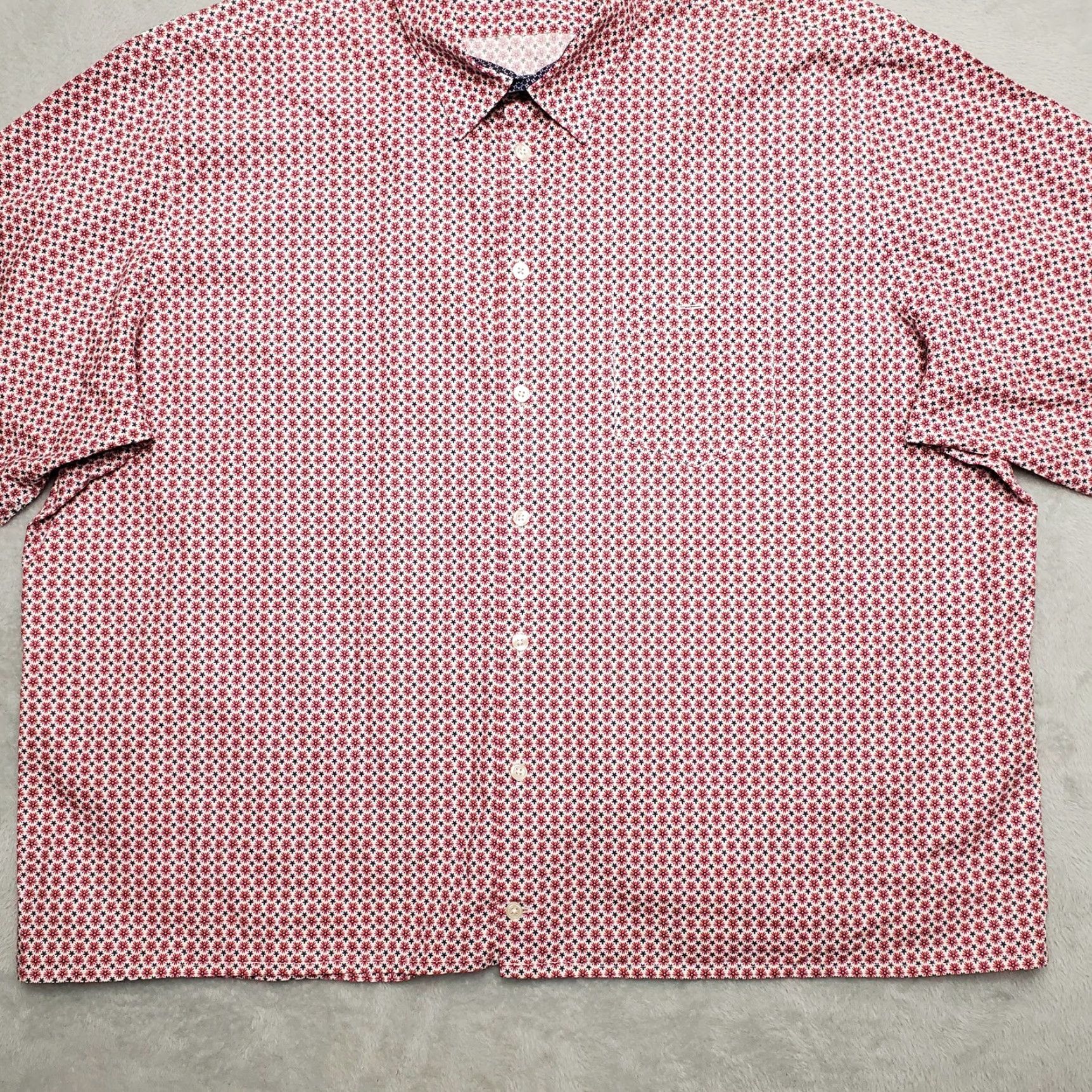 Pinko Nove 9 Shirt Mens M Pink Geometric Floral Button 100% Cotton Short Sleeve Shirt Buttons-Down Casual Mens Size US M / EU 48-50 / 2 - 3 Thumbnail