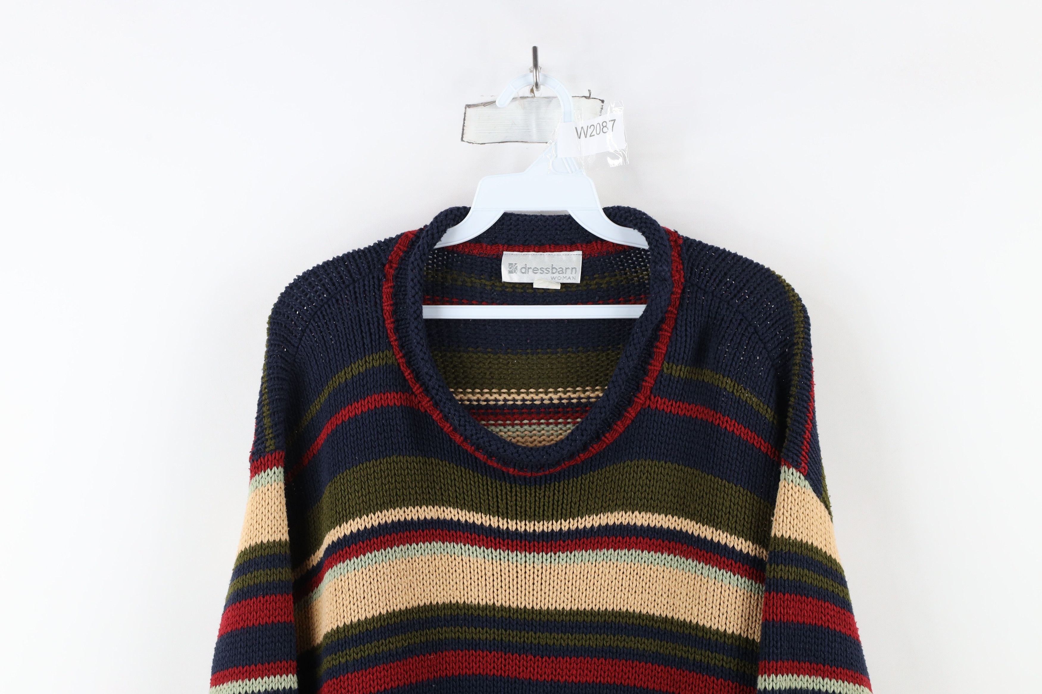 Vintage Vintage 90s Streetwear Striped Marled Knit Sweater USA Size 3XL / US 20-22 - 2 Thumbnail