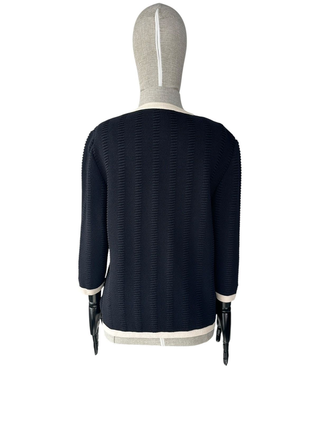 St. John ST.JOHN Collection Knit Zip Blazer Jacket Navy 3/4 Sleeve Size L / US 10 / IT 46 - 3 Thumbnail