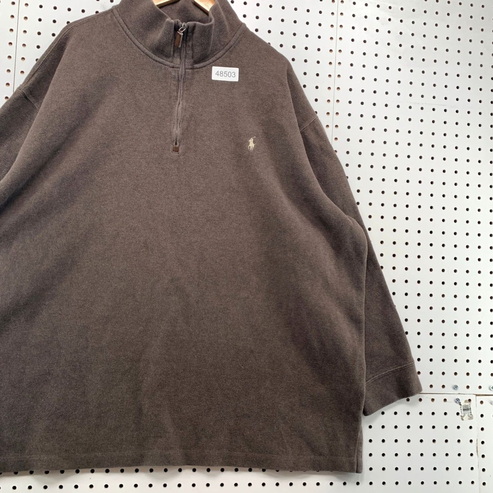 Polo Ralph Lauren VINTAGE Polo Ralph Lauren Pullover 4XB Brown Quarter Zip 90s Big and Tall Cotton Mens Size US XXL / EU 58 / 5 - 5 Thumbnail