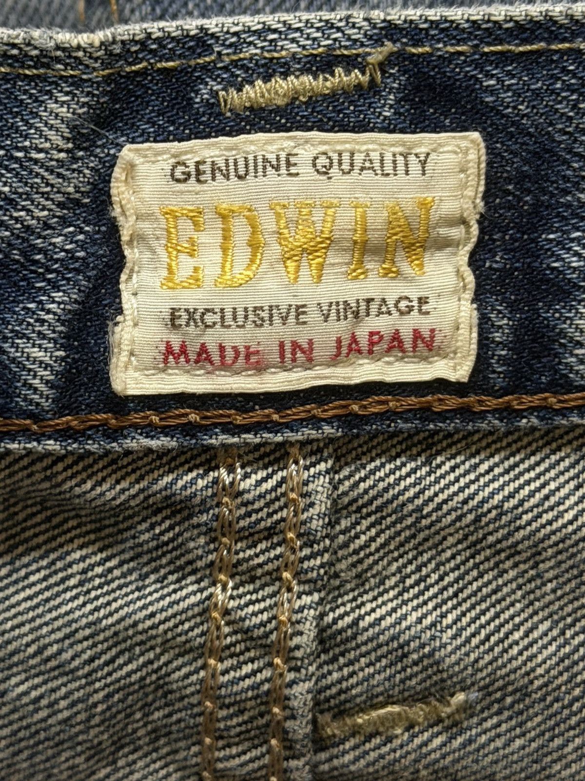 Edwin Vintage 90s Japan Edwin XV Blue Faded Wash Distress Straight Size US 31 - 7 Thumbnail