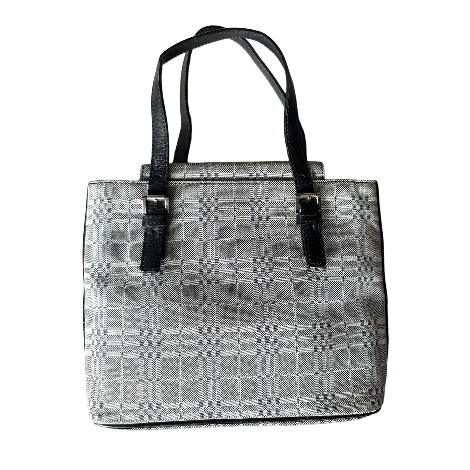 Burberry Burberry Gray Nova Check Satchel/ Tote with Black Leather B Size ONE SIZE - 2 Thumbnail