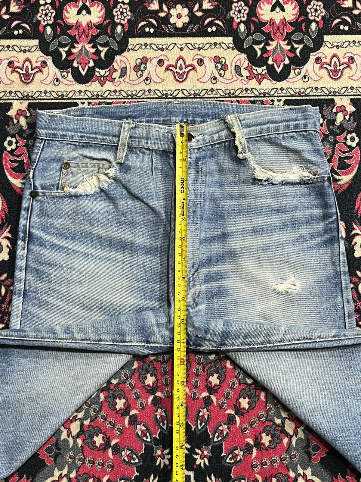 Vintage Vintage Unbranded Light Blue Faded Washed Ripped Flare Jeans Size US 29 - 12 Thumbnail