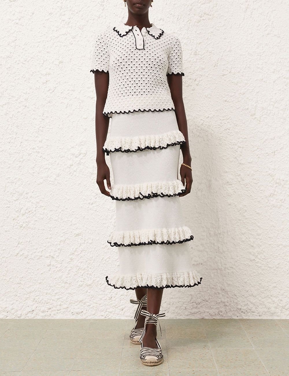 Zimmermann oc11z0625 Halliday Scallop Frill Skirt in White Size 27" / US 4 / IT 40 - 2 Thumbnail