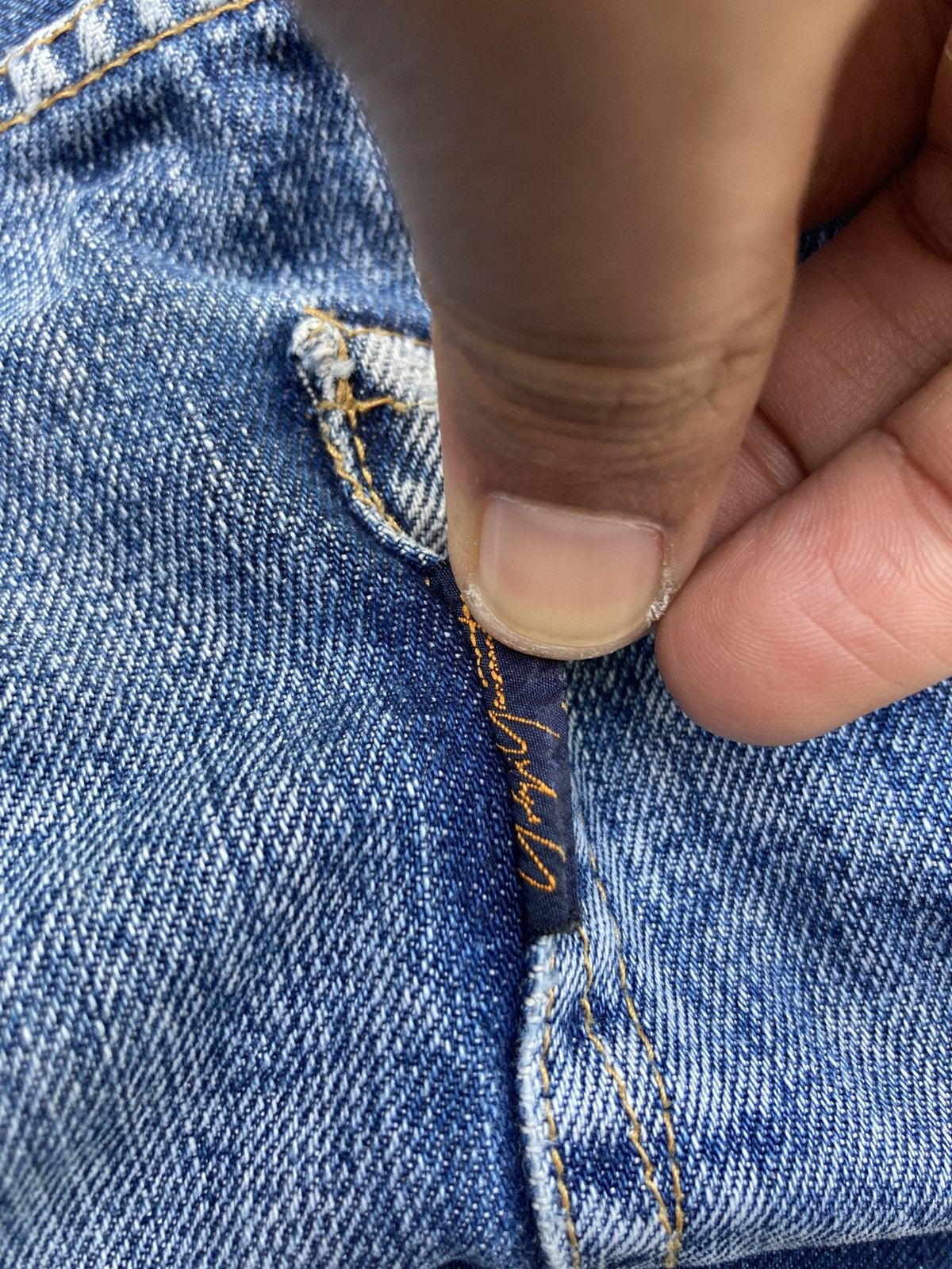 Yohji Yamamoto Yohji Yamamoto Blue Faded Hige Selvedge Denim Jeans Size US 32 / EU 48 - 16 Thumbnail