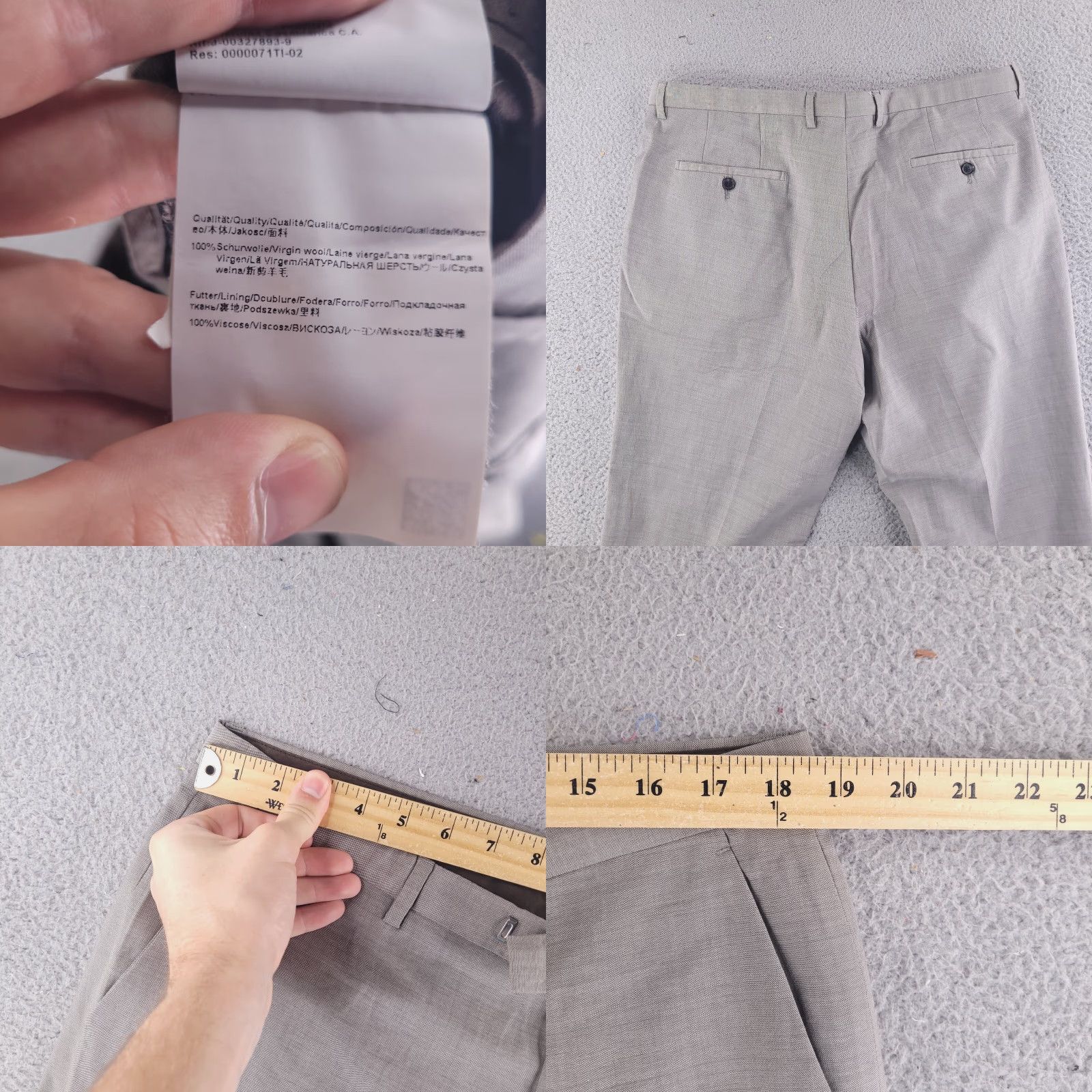 Vintage Hugo Boss Pants Mens 36x30 Gray 100% Virgin Wool Straight Flat Front Dress Pants 30 in Mens Size US 36 / EU 52 - 8 Thumbnail