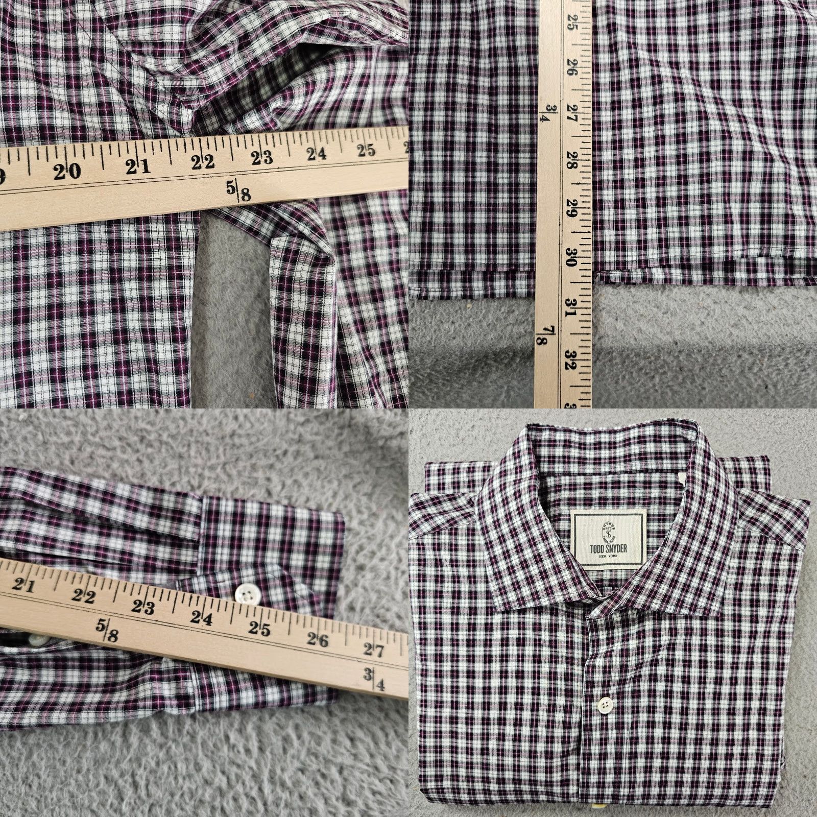 Todd Snyder Todd Snyder Dress Shirt Mens 16 34/35 Purple Check Button Up Long Sleeve Cotton Size 42R - 8 Thumbnail