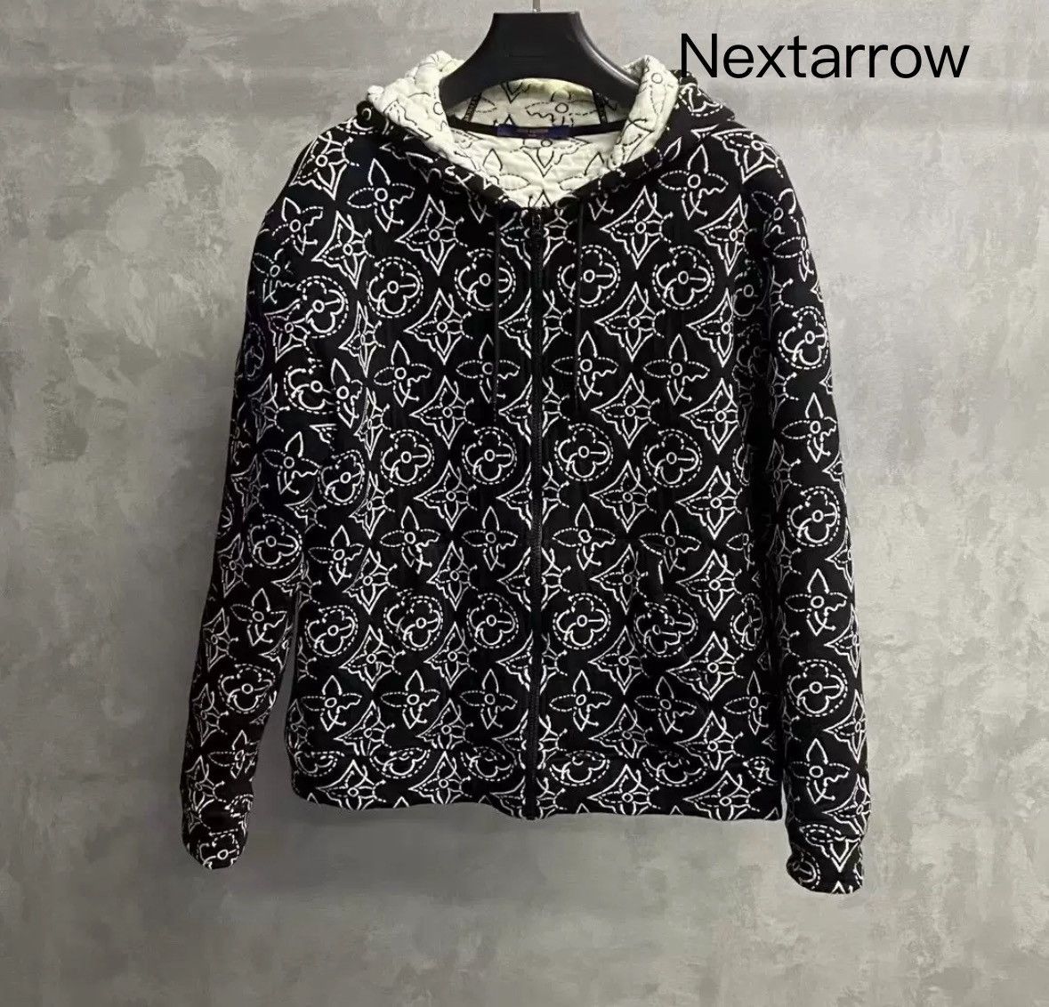 Louis Vuitton Louis Vuitton's latest black full print logo hooded jacket Size US XL / EU 56 / 4 - 1 Thumbnail