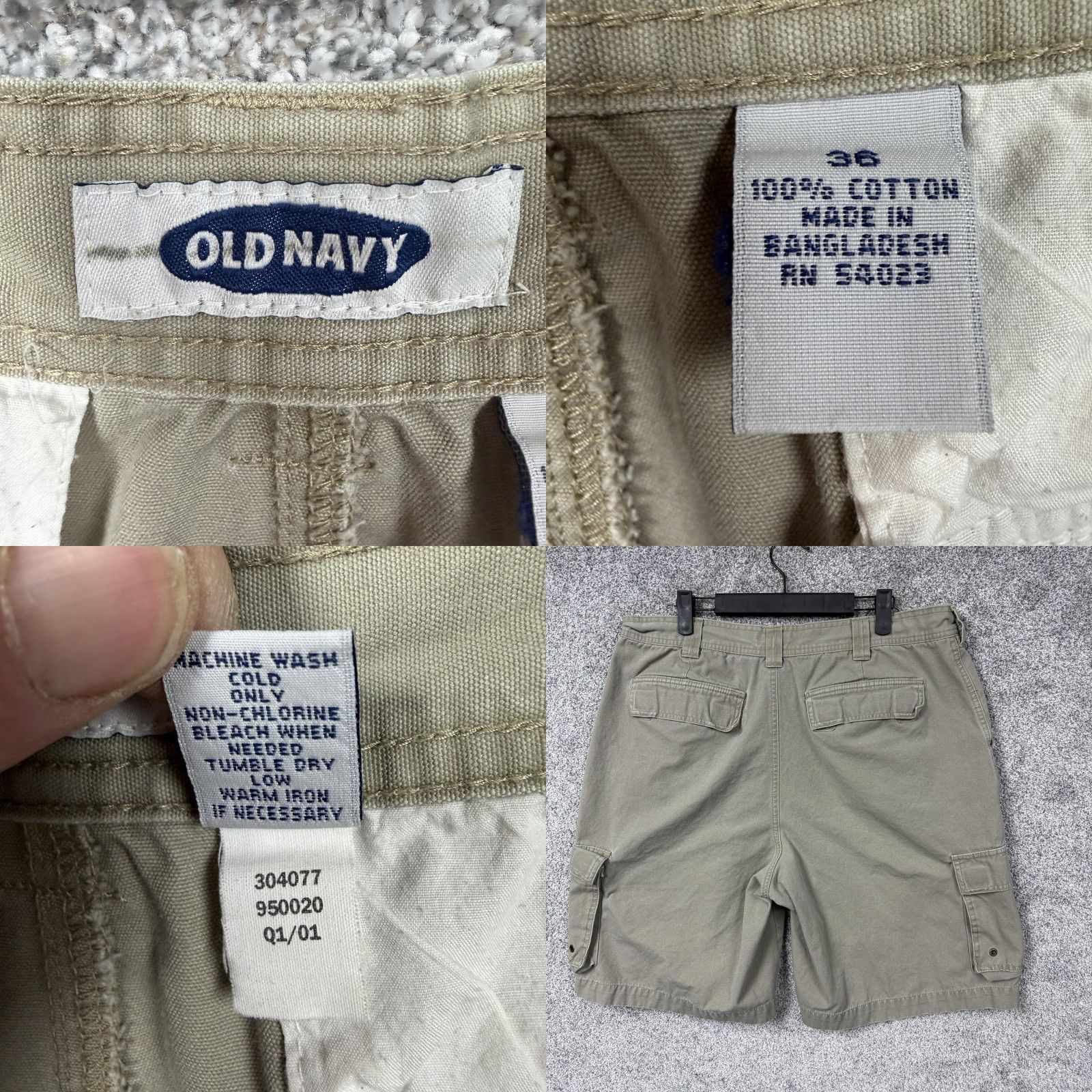 Old Navy VINTAGE Old Navy Cargo Shorts Mens 36 Khaki Canvas Flat Front 10 In Inseam Cargo Pockets Casual Summer Size US 36 / EU 52 - 8 Thumbnail