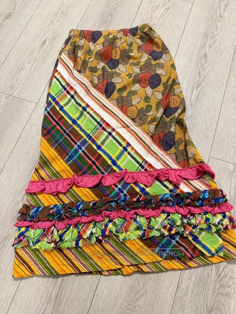 Comme des Garcons Comme des Garcons Floral checkered mixed material pieced h Size 23" - 4 Thumbnail