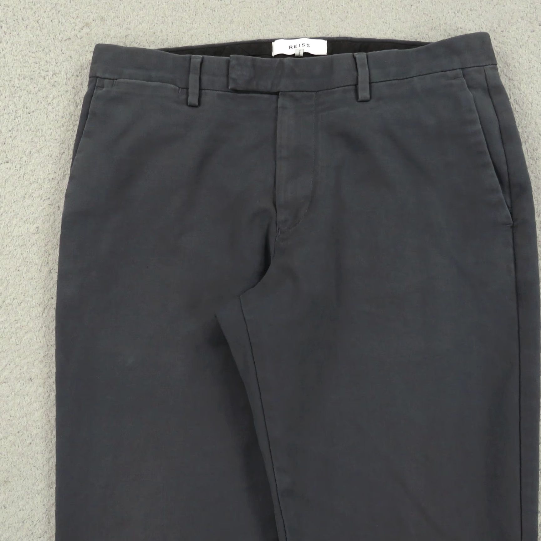 Reiss REISS Pants 30x28 Slim Fit Mens Charcoal Grey Trousers Cotton Stretch Flat Front Pants Size US 30 / EU 46 - 7 Thumbnail