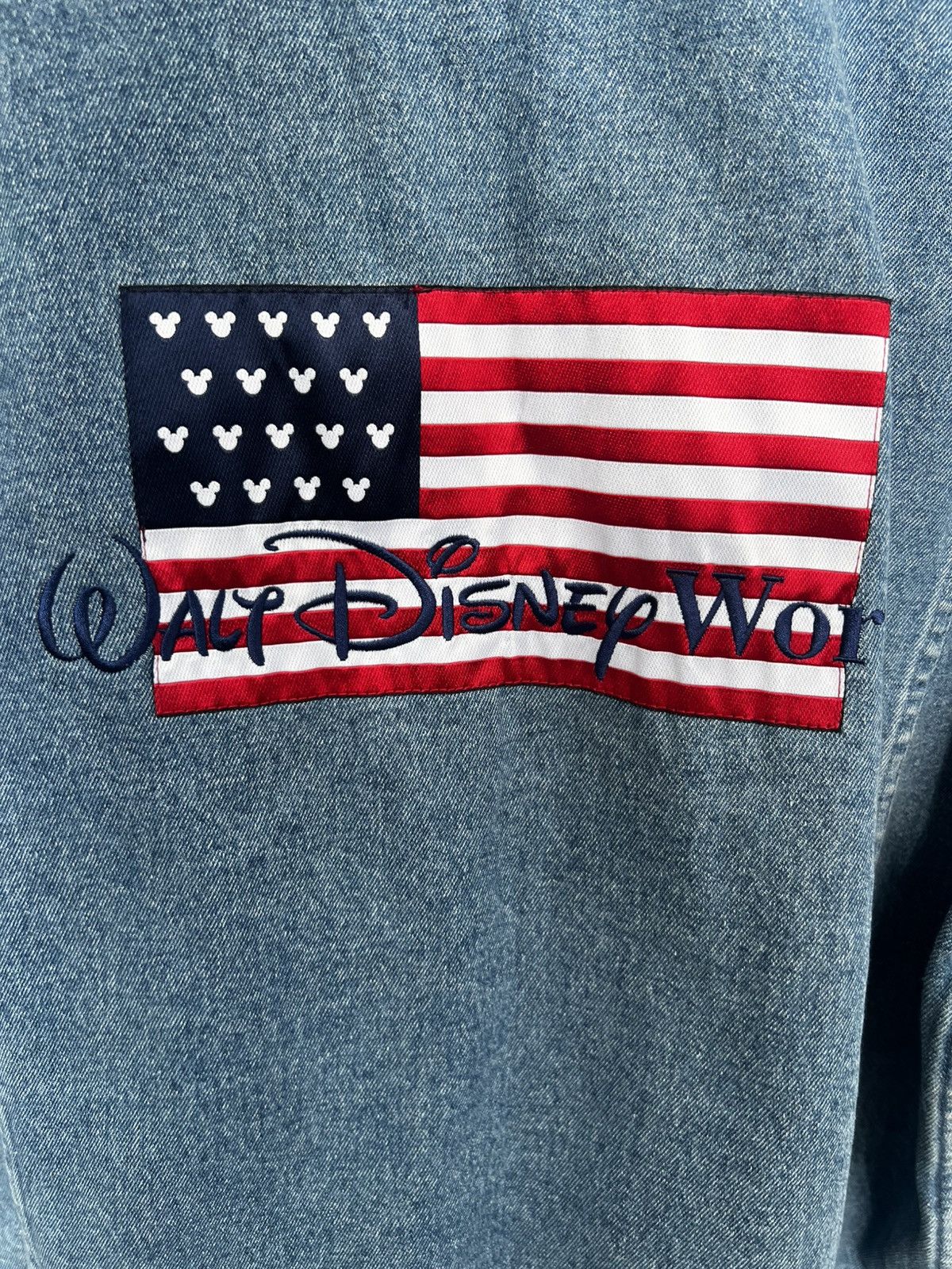 Disney Disneyworld Denim Jacket USA Flag Mens XL Mickey Mouse Size US XL / EU 56 / 4 - 2 Thumbnail
