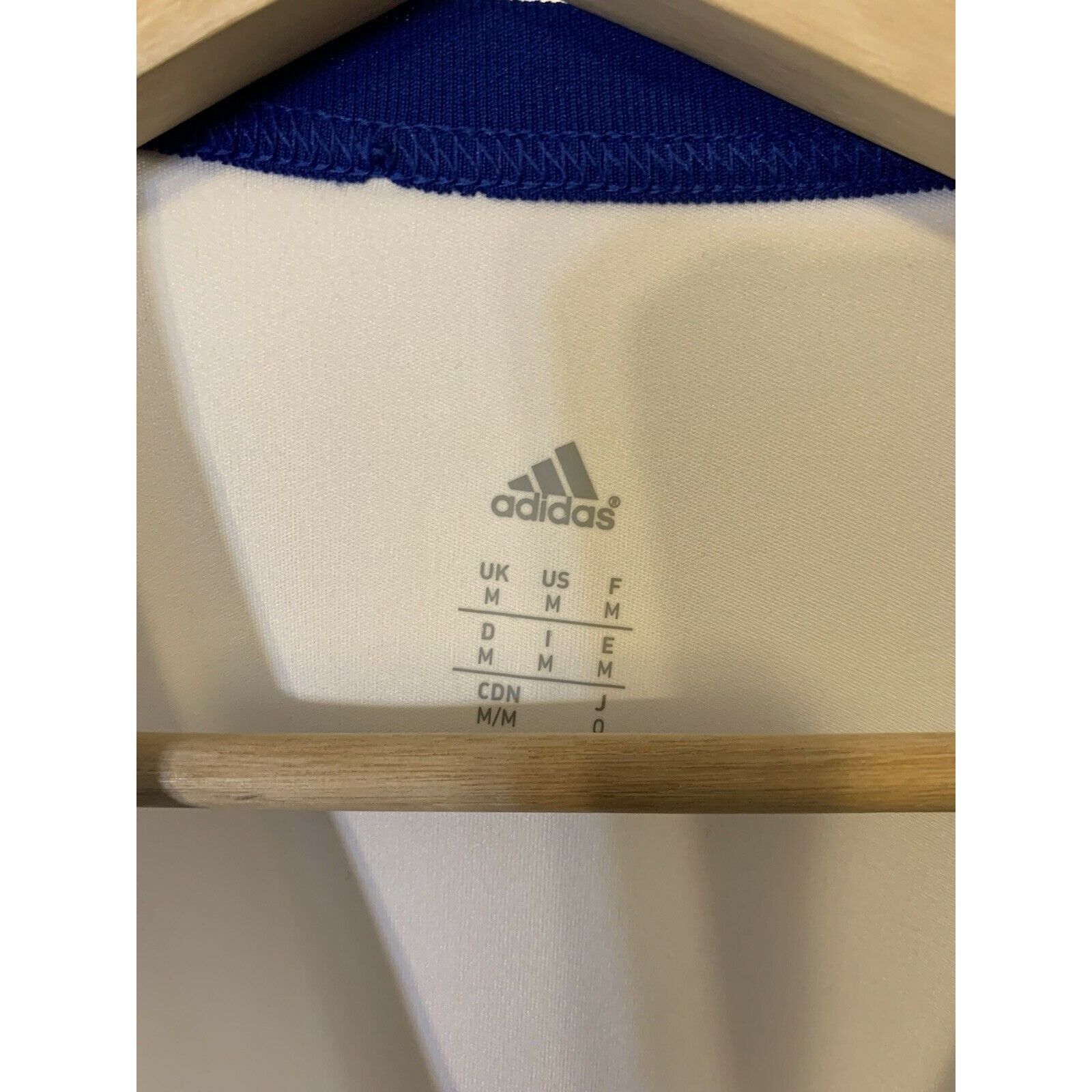 Adidas Adidas Men’s Sz Size M White Blue Baseball Shirt Polyester 3 Size US M / EU 48-50 / 2 - 2 Thumbnail