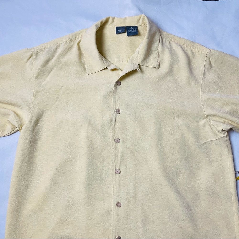 Other Folio Silk Hawaiian Yellow Shirt Palm Trees Size L Size US L / EU 52-54 / 3 - 4 Thumbnail