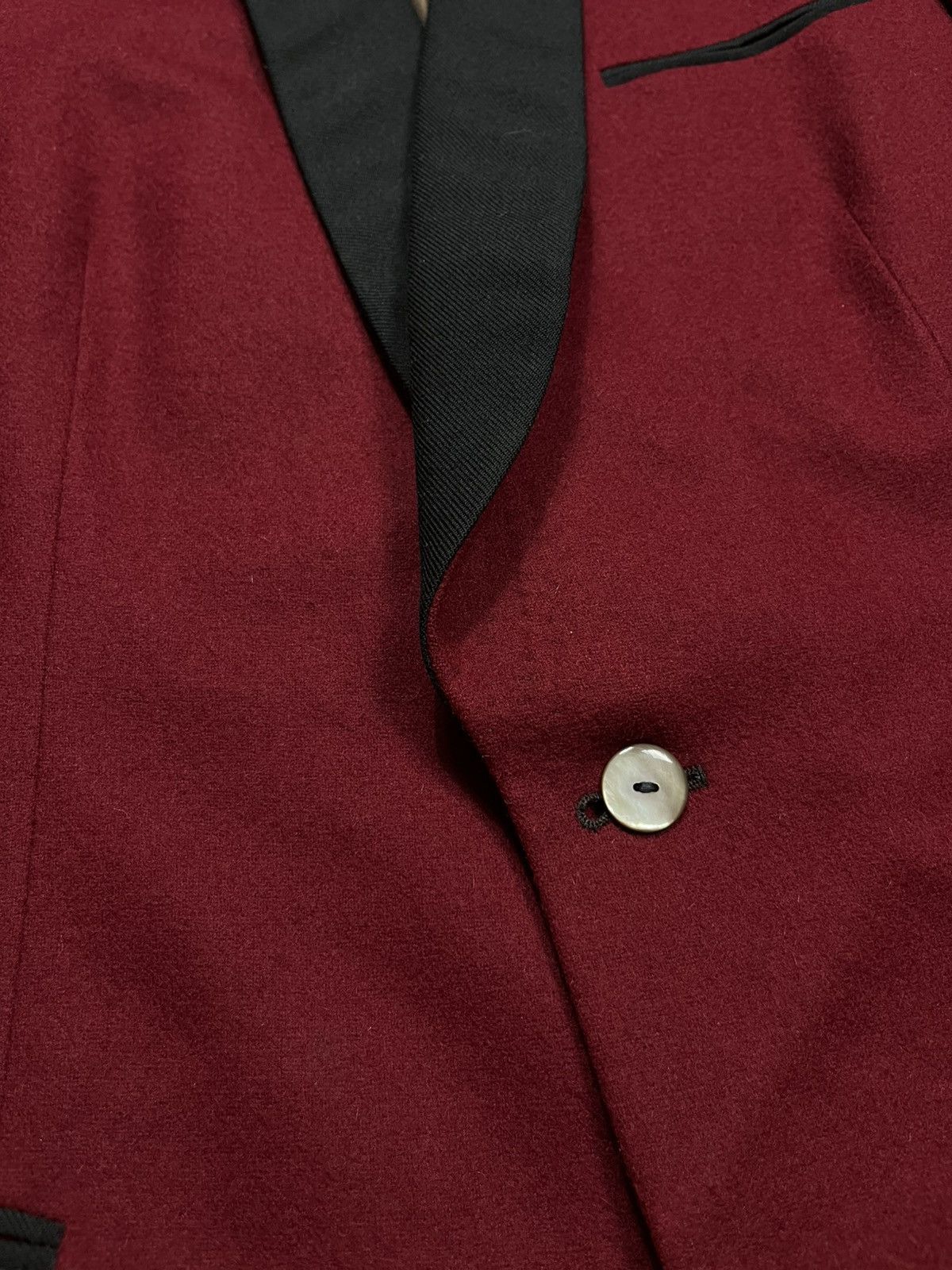 Japanese Brand Vintage Wool Tuxedo Blazer Burgundy Black Shawl Collar Size 42R - 6 Thumbnail