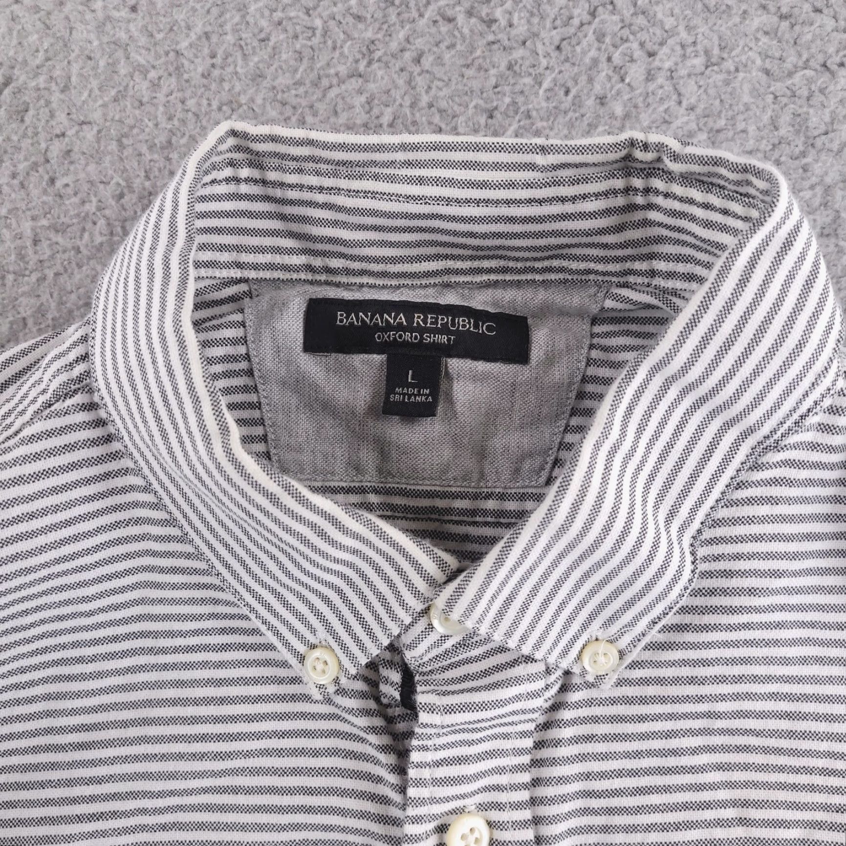 Banana Republic Banana Republic Shirt Mens Large Oxford Short Sleeve Button Stripe Black White L Multicolor Size US L / EU 52-54 / 3 - 4 Thumbnail