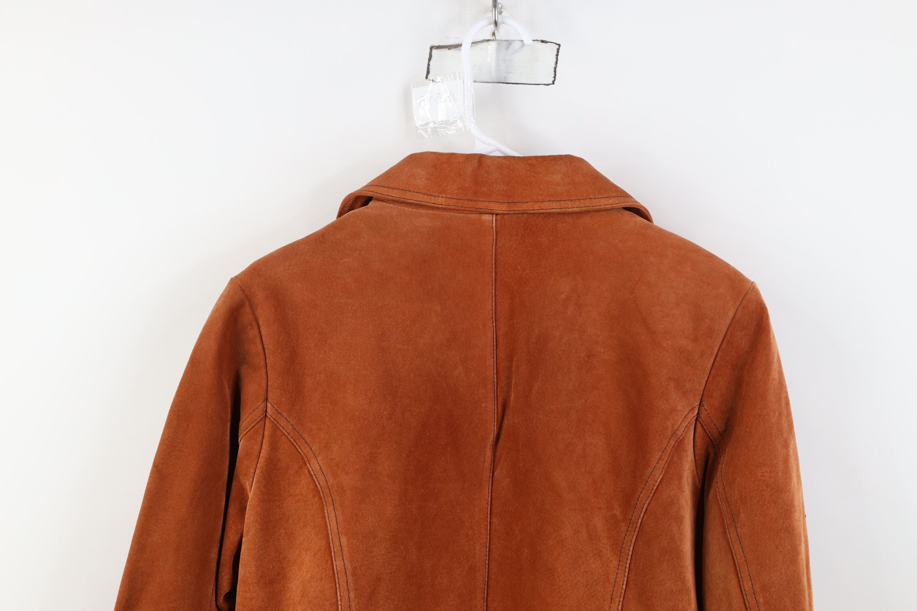 Vintage Vintage 90s Streetwear Suede Leather Jacket Burnt Orange Size L / US 10 / IT 46 - 14 Thumbnail