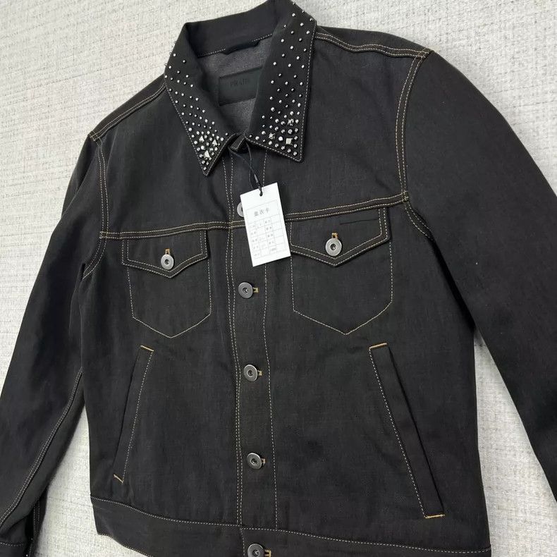 Prada Prada Neckline rivet solid color buttoned denim jacket Next Size US L / EU 52-54 / 3 - 3 Thumbnail
