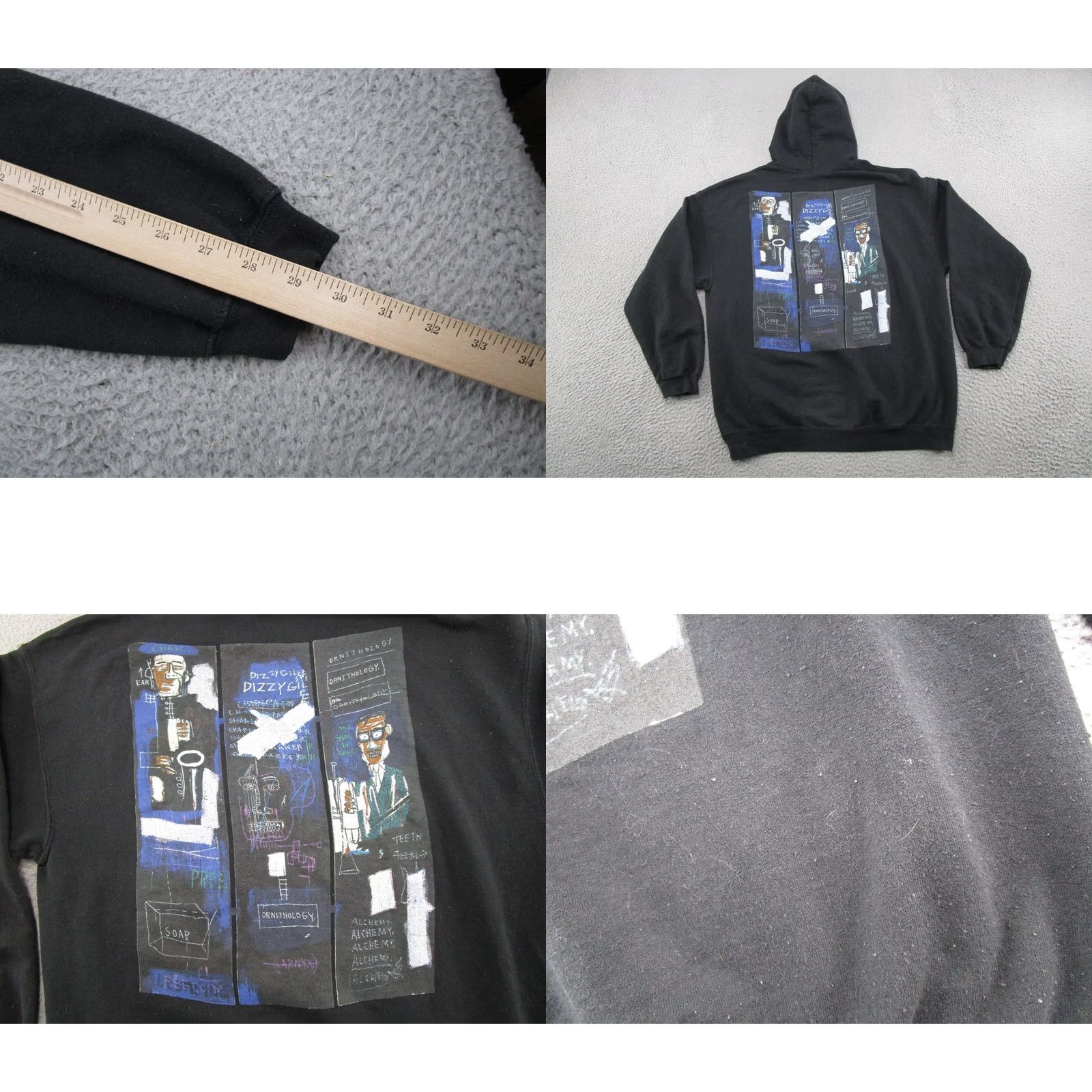 Vintage VINTAGE Jean-Michel Basquiat ART Hoodie Size L Black Hooded Sweatshirt Mens Size US L / EU 52-54 / 3 - 9 Thumbnail