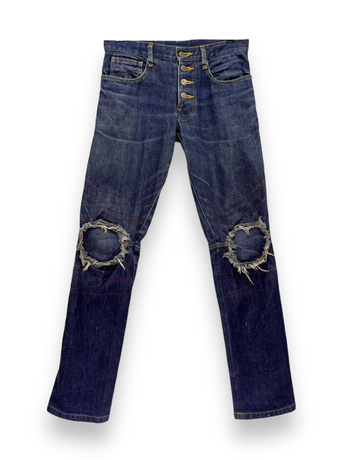 Christopher Nemeth 🔥DESIGNER NEMETH Grunge Blow Knee Patched Distressed Size US 28 / EU 44 - 1 Thumbnail
