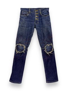 CHRISTOPHER NEMETH - High waisted jeans with patched and stitched knee –  L'OBSCUR