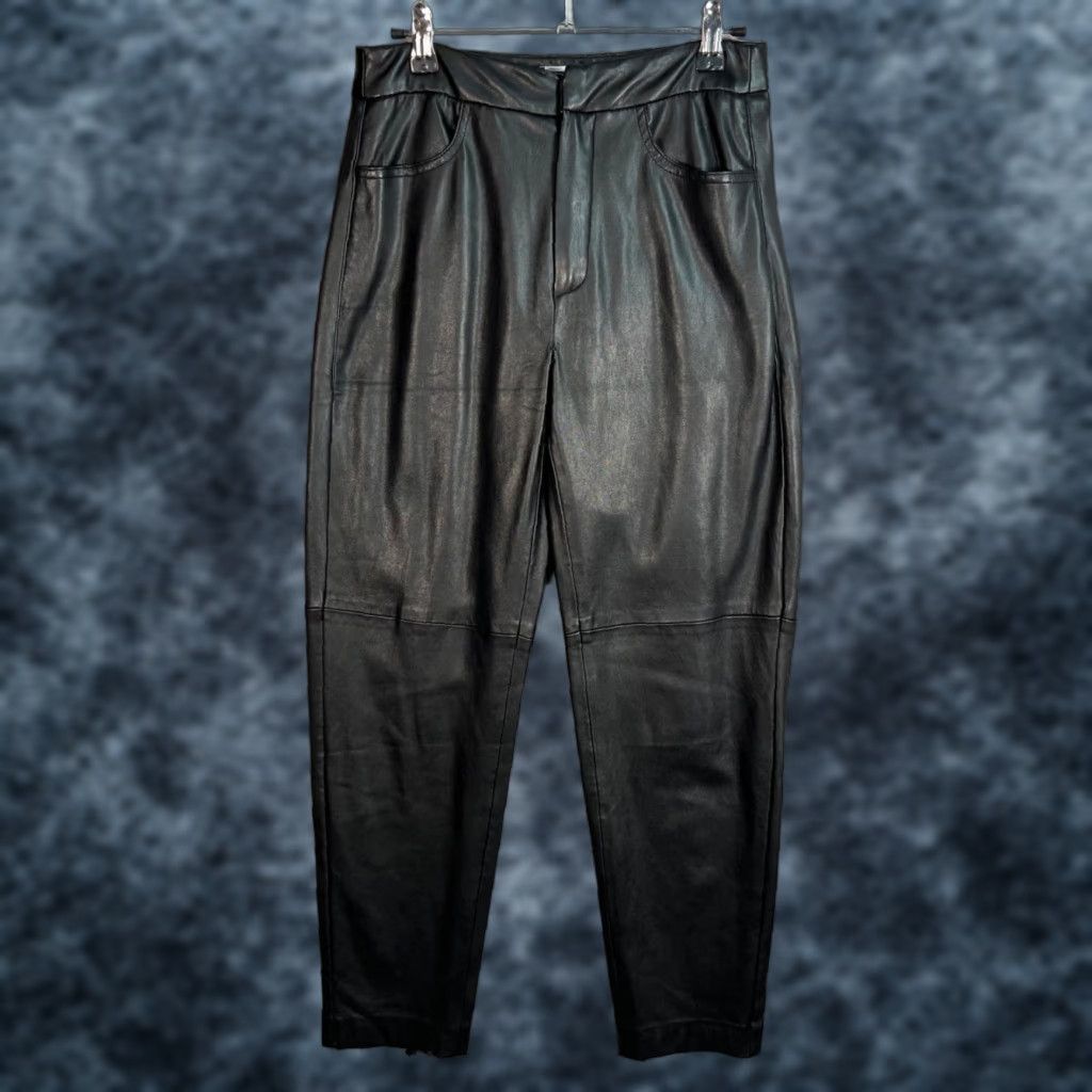 Mango Mango MNG Black Faux Leather High-Waisted Pants Womens Size 2 Size 26" / US 2 / IT 38 - 1 Thumbnail