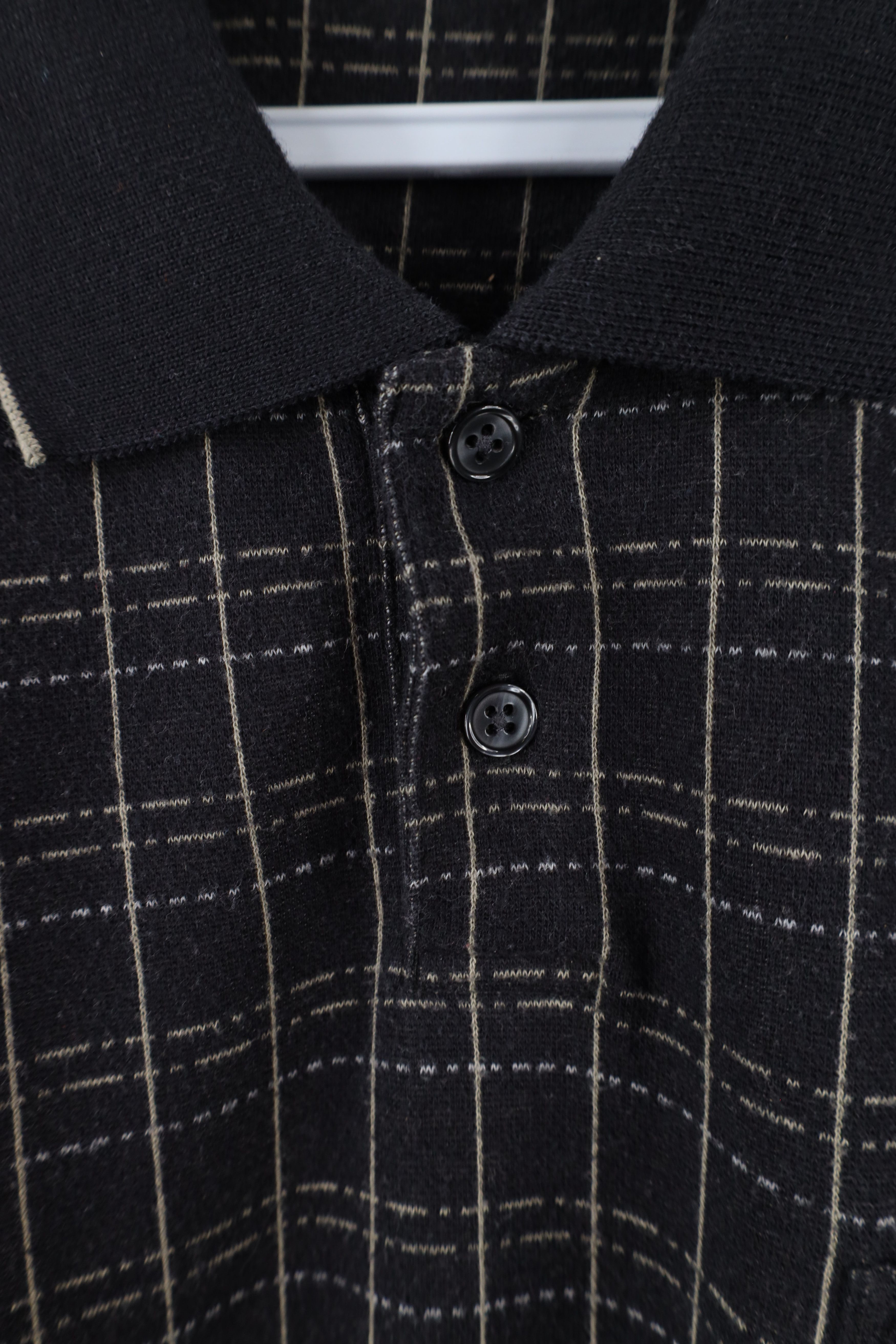 Vintage Vintage 90s Streetwear Checkered Knit Long Sleeve Rugby Polo Size US L / EU 52-54 / 3 - 5 Thumbnail