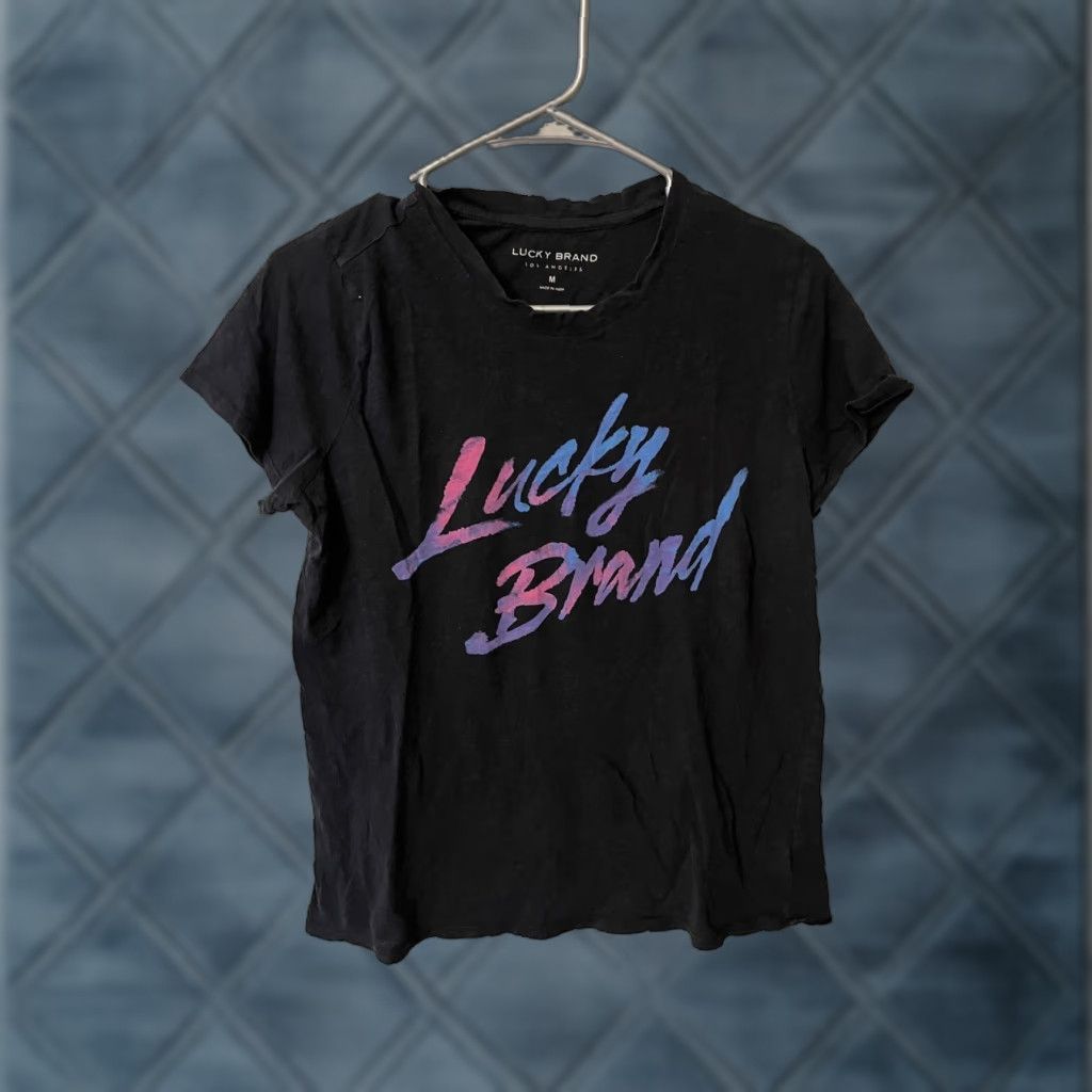 Lucky Brand VINTAGE Lucky Brand Shirt Womens M Black Crewneck Graphic Tee USA 90s Mens Women Size M / US 6-8 / IT 42-44 - 1 Thumbnail
