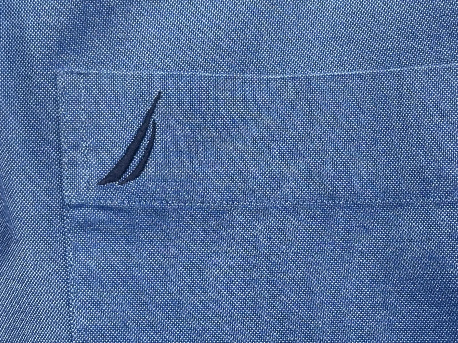 Nautica Nautica 100% Cotton Oxford Dress Shirt Blue Mens 17.5-34/35 Size 44R - 4 Thumbnail