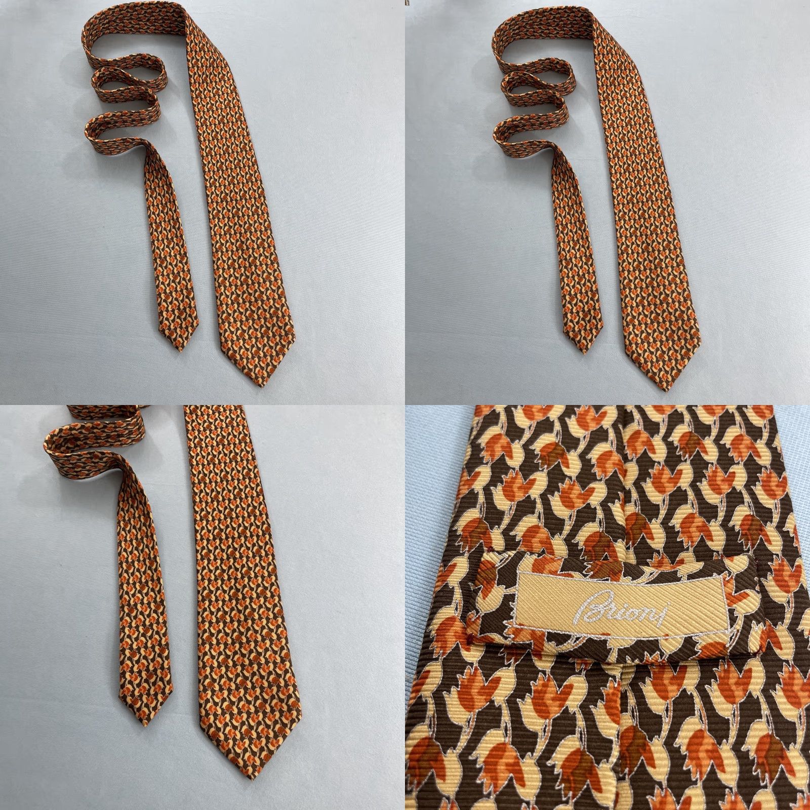 Brioni Brioni Silk Tie Men 3.5x62" Long Geometric Leaves Pattern Dress Business Necktie Size ONE SIZE - 10 Thumbnail