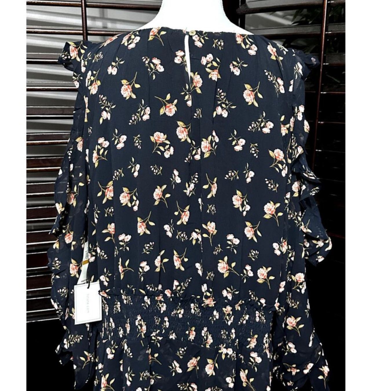 Other 1. State Navy Floral Ruffled Cold Shoulder Midi Dress 3X NWT Size 3XL / US 20-22 - 7 Thumbnail