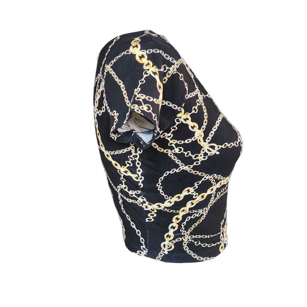 Forever 21 Forever 21 Women's Size Medium Black Gold Chain Print Short Size M / US 6-8 / IT 42-44 - 2 Thumbnail