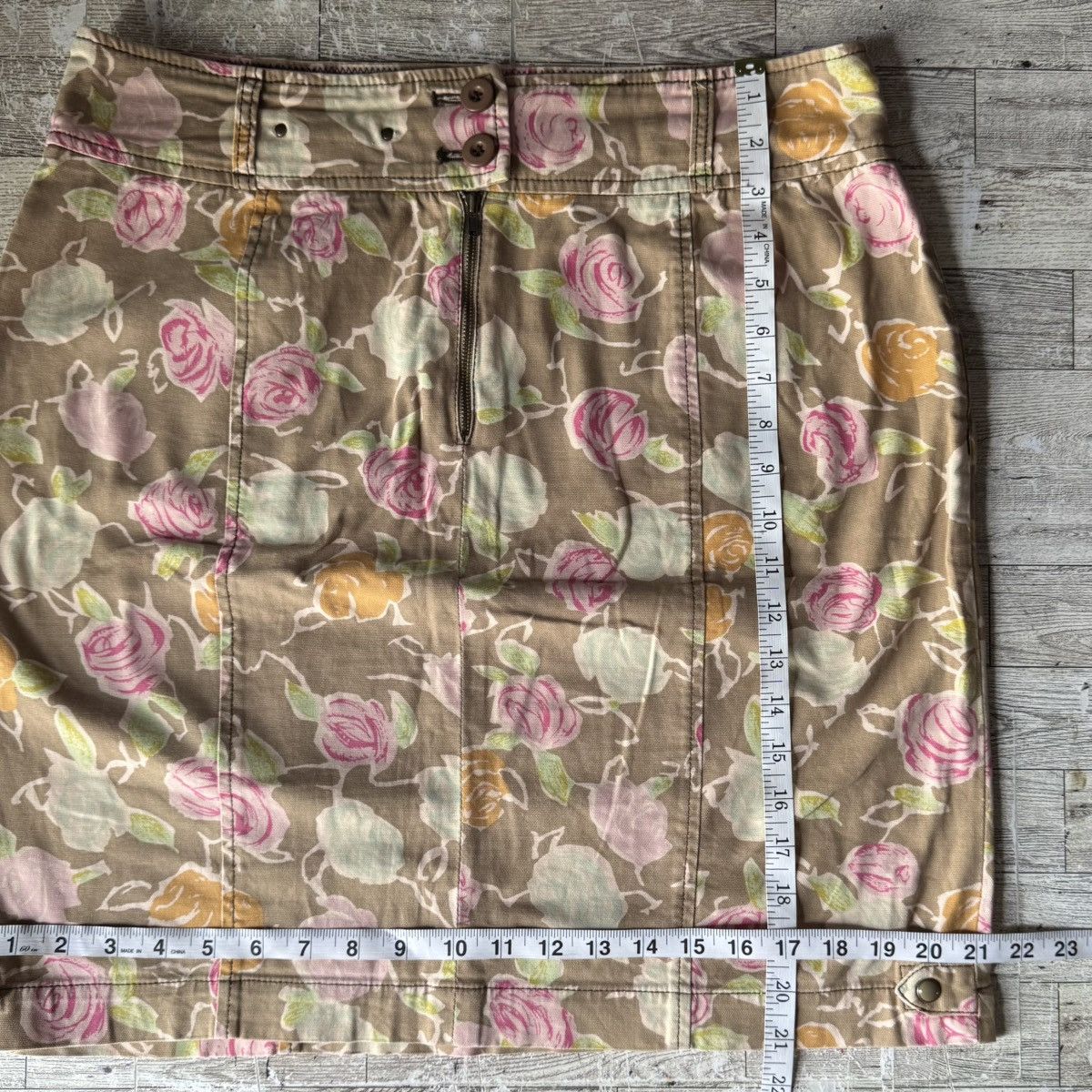 Vintage Hei Hei, Vintage, Khaki/Tan, Floral Midi Skirt Size 34" / US 12 / IT 48 - 9 Thumbnail