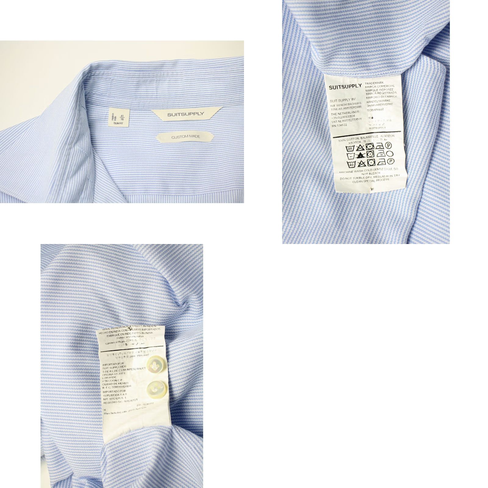 Suitsupply SUITSUPPLY Custom Made Slim Fit Formal Shirt Men's 41 / 16 Pinstripe Blue White Dress Shirt Slim Fit Men 41 / 16 Blue Pinstripe Suitsupply Shirt Mens Size 42R - 8 Thumbnail