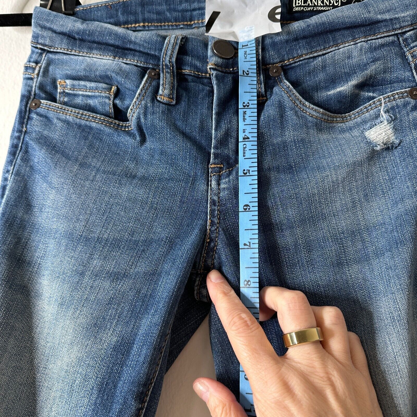 Other Blank NYC High Cuff Straight Distressed Jeans Low Rise 24 Size 24" / US 00 / IT 34 - 10 Thumbnail