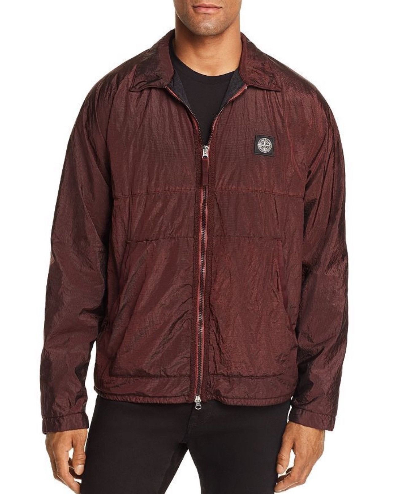 Stone Island Nylon Metal Zip Jacket Maroon/Burgundy