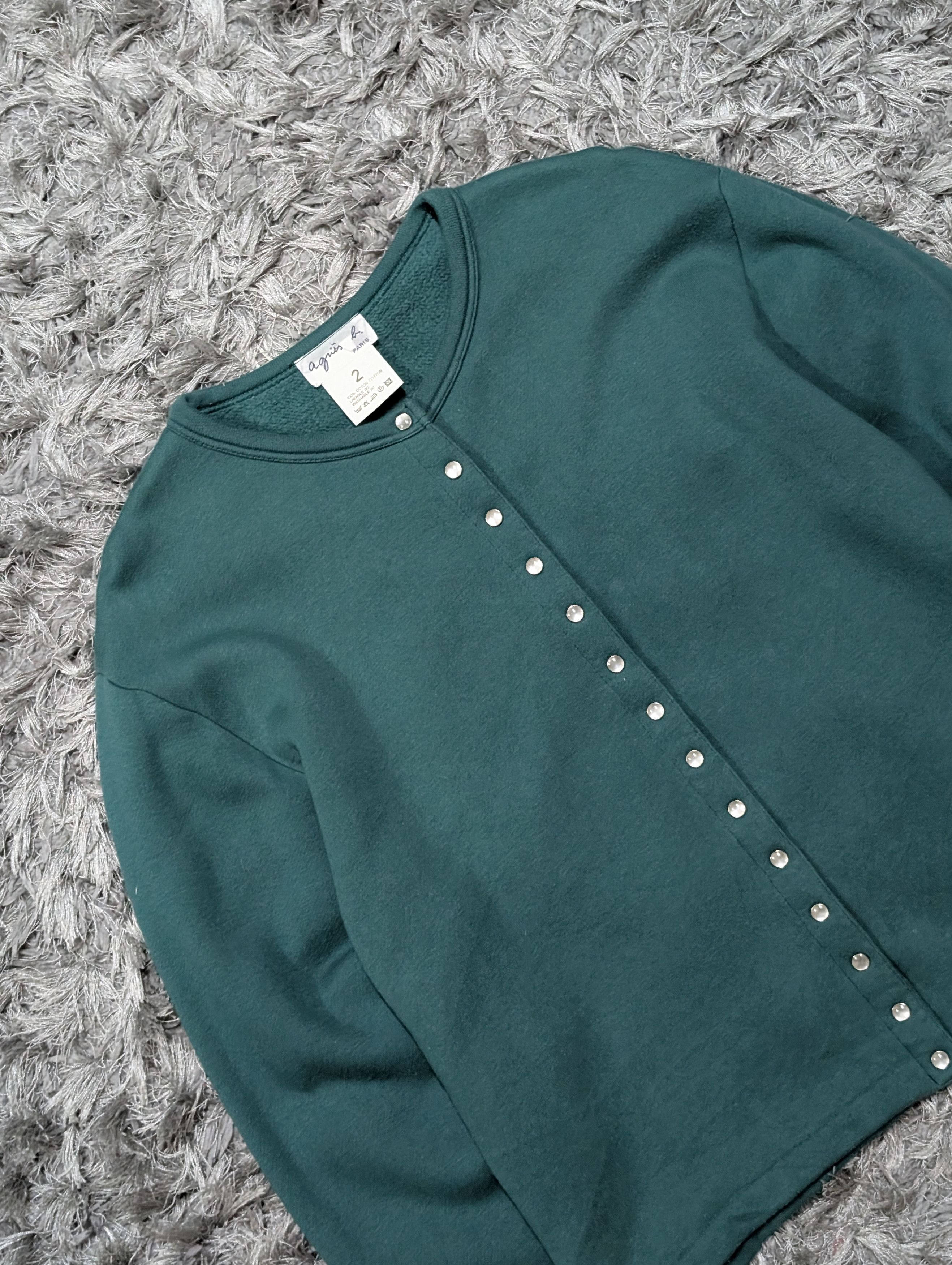 agnes b. Agnes B. Compression Cardigan Green Brushed Lining Jacket Size XS / US 0-2 / IT 36-38 - 3 Thumbnail