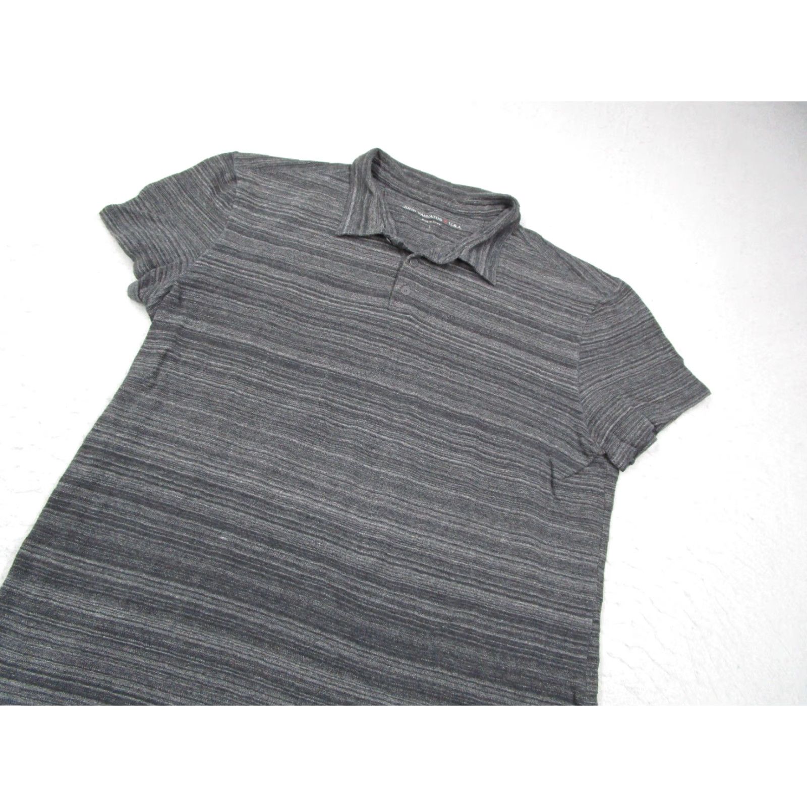 John Varvatos John Varvatos Star USA Shirt Mens Large Gray Striped Short Sleeve Polo Work Shirt Size US L / EU 52-54 / 3 - 2 Thumbnail