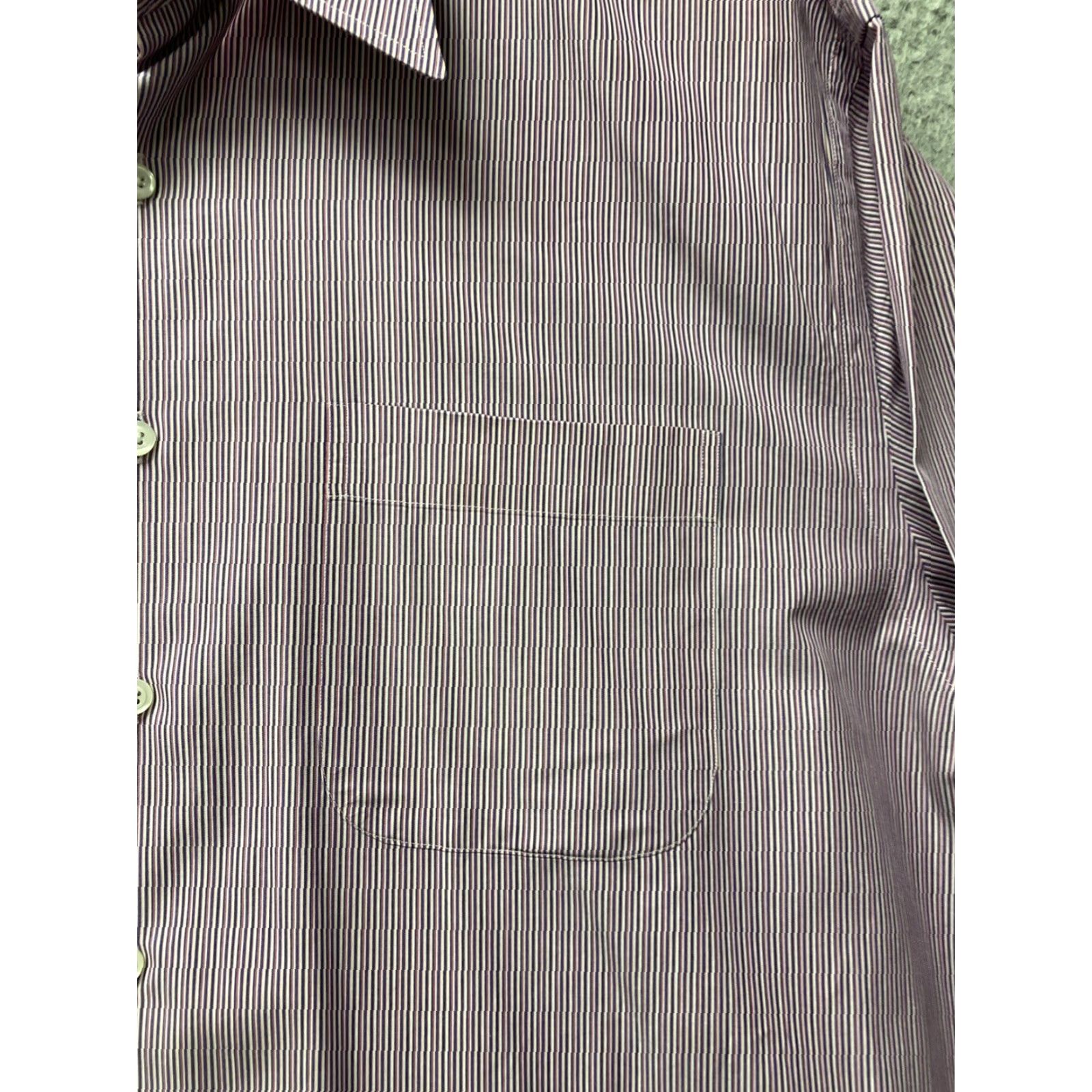 Nordstrom VINTAGE Nordstrom Shirt Mens Size 16.5 Striped Cotton Woven Italy /161-39 Dark Pink Button-Down Collar Long Sleeve Casual Regular Fit USA Shirt Mens Size US L / EU 52-54 / 3 - 6 Thumbnail