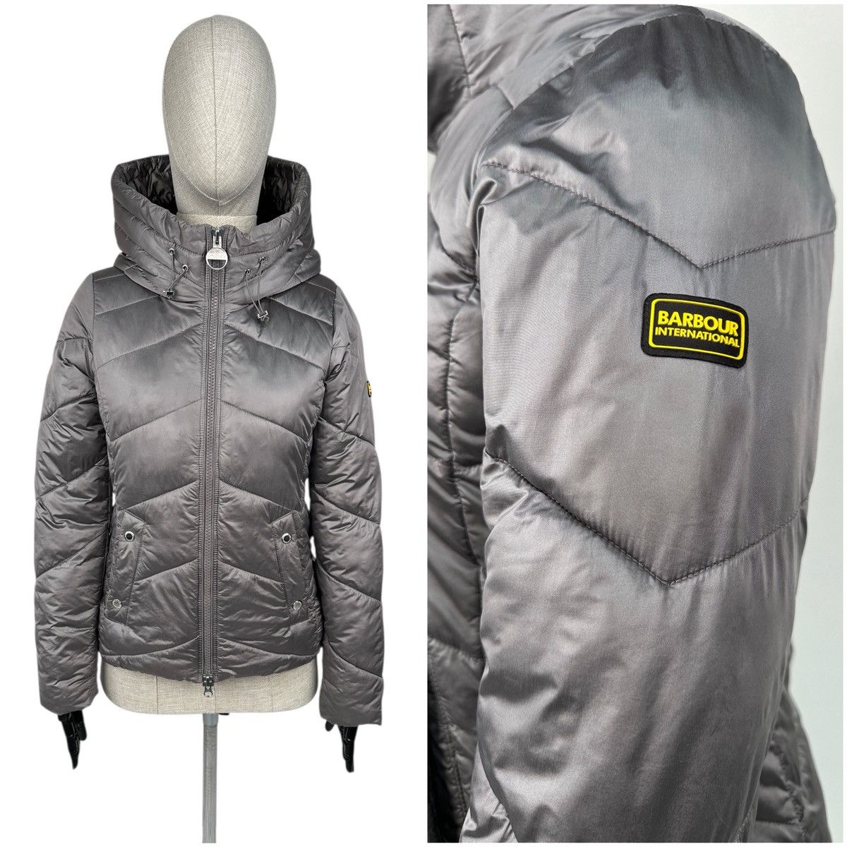 Barbour BARBOUR INTERNATIONAL Motegi Quilt Jacket Silver Women’s Size S / US 4 / IT 40 - 1 Thumbnail