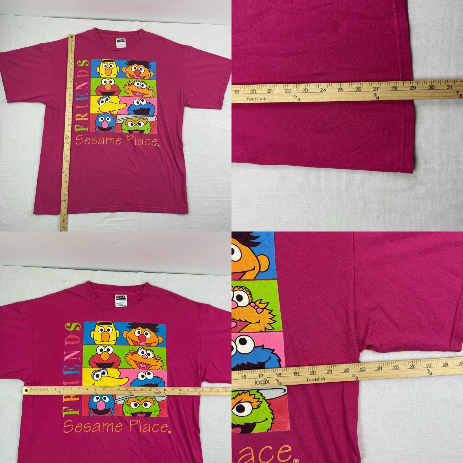 Tultex Vintage Sesame Street T Shirt Adult XL Pink Cartoon 90s Friends Crew Neck Men Size US XL / EU 56 / 4 - 8 Thumbnail