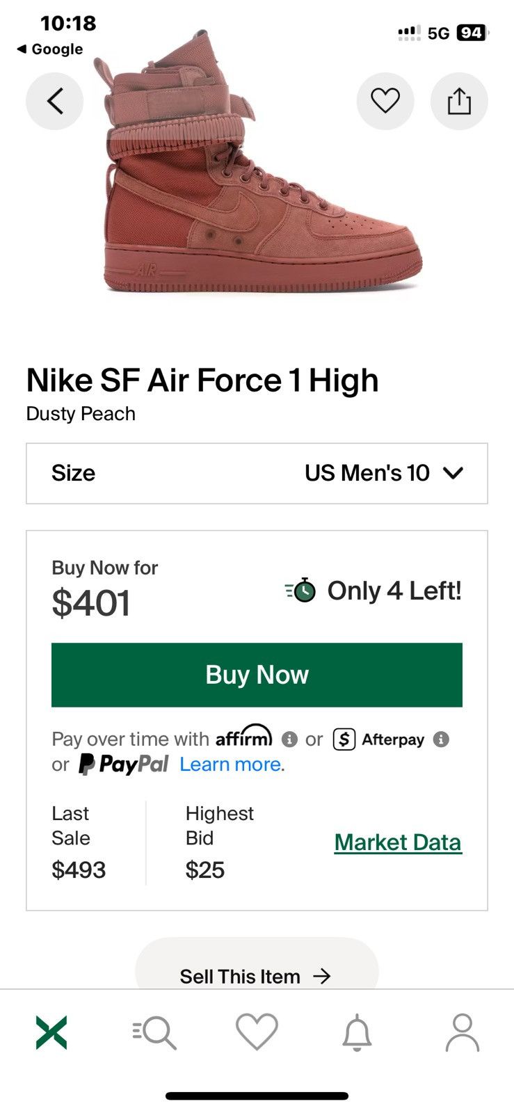 Nike SF Air Force 1 High Dusty Peach Size US 9.5 / EU 42-43 - 12 Thumbnail