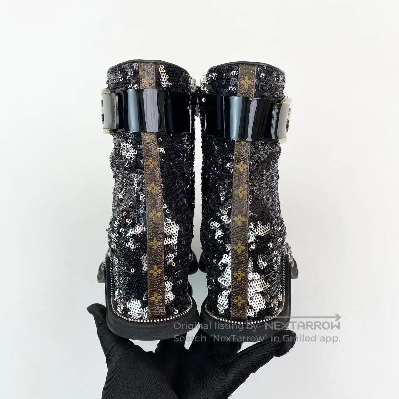 Louis Vuitton Louis Vuitton Metal logo sequined fish mouth high heels| Size US 4.5 / IT 34.5 - 5 Thumbnail