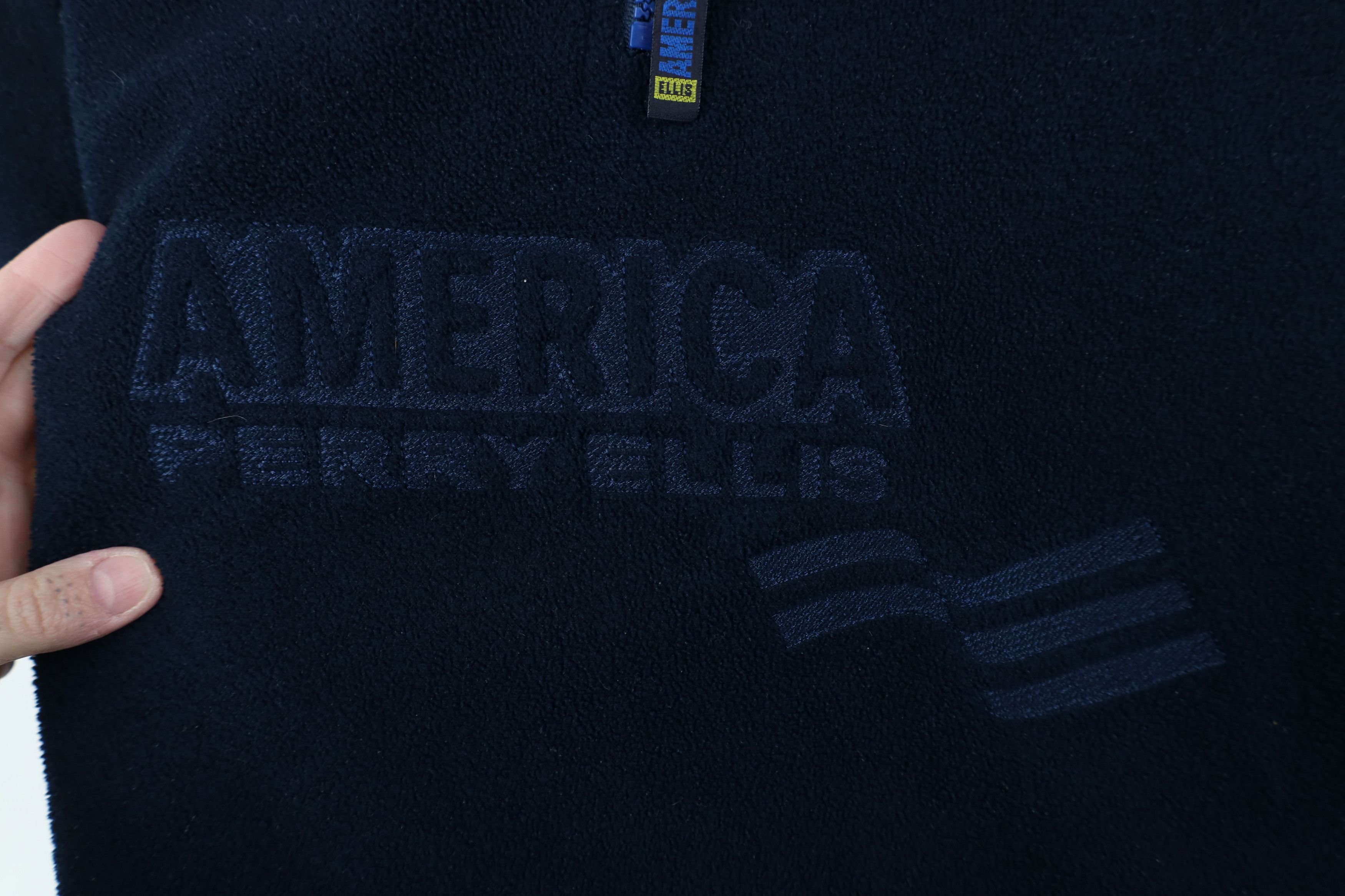 Vintage Vintage 90s Perry Ellis Flag 1/4 Half Zip Fleece Sweater Size US L / EU 52-54 / 3 - 4 Thumbnail
