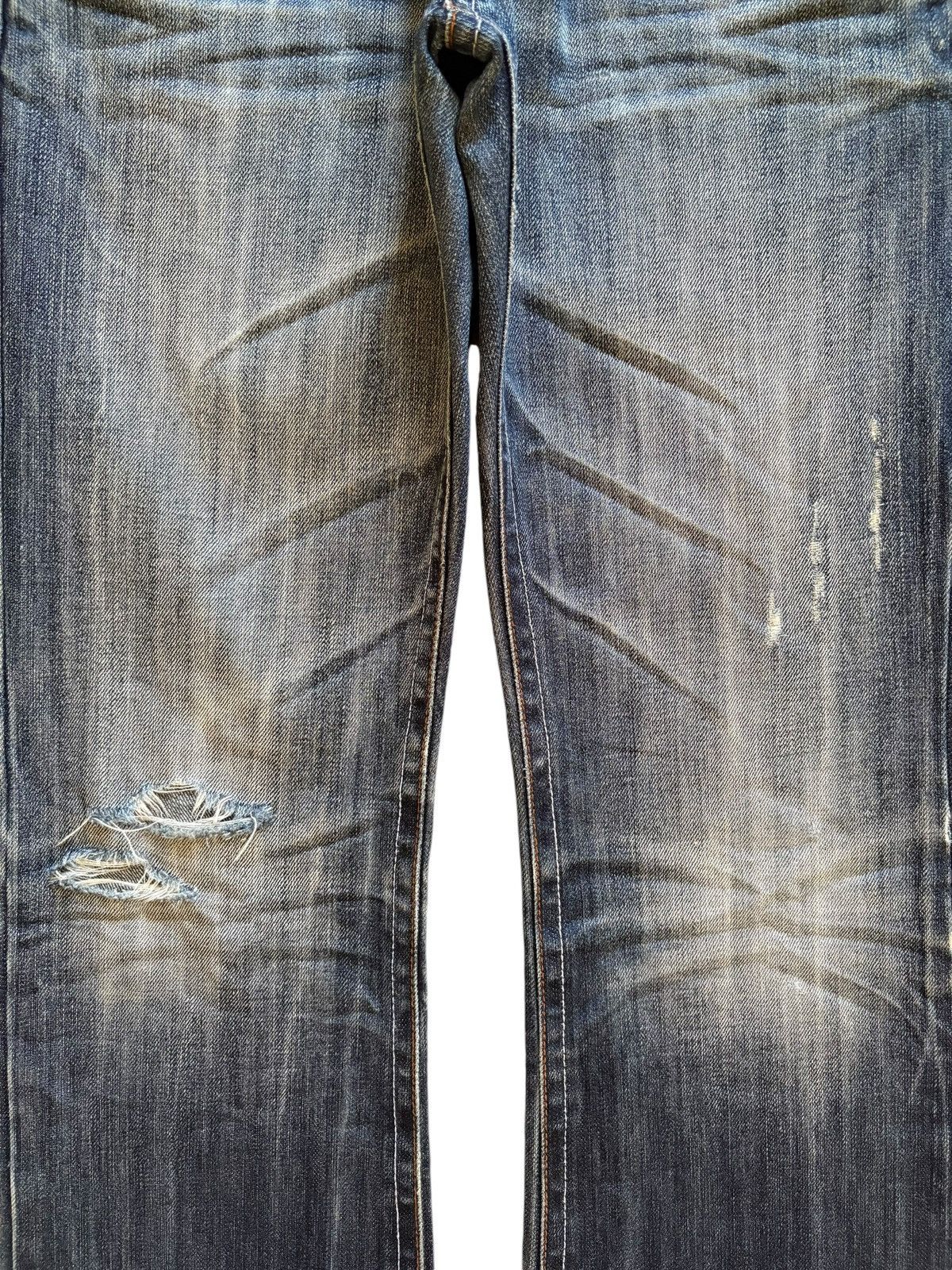 Japanese Brand Vintage Japanese Brand Blue Wash Distressed Bootcut Jeans Size 29" - 5 Thumbnail